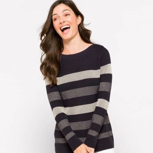 Market Spruce Womens Navy White Tawnee Waffle Knit Sweater Size Small